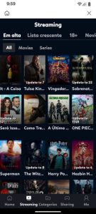 Interface do aplicativo STCine Mod APK 2026 exibindo catálogo de filmes e séries sem anúncios